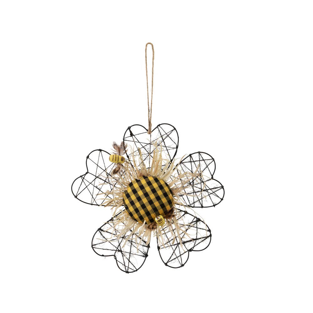 9" Diameter Wire Bee Flower Wall Décor