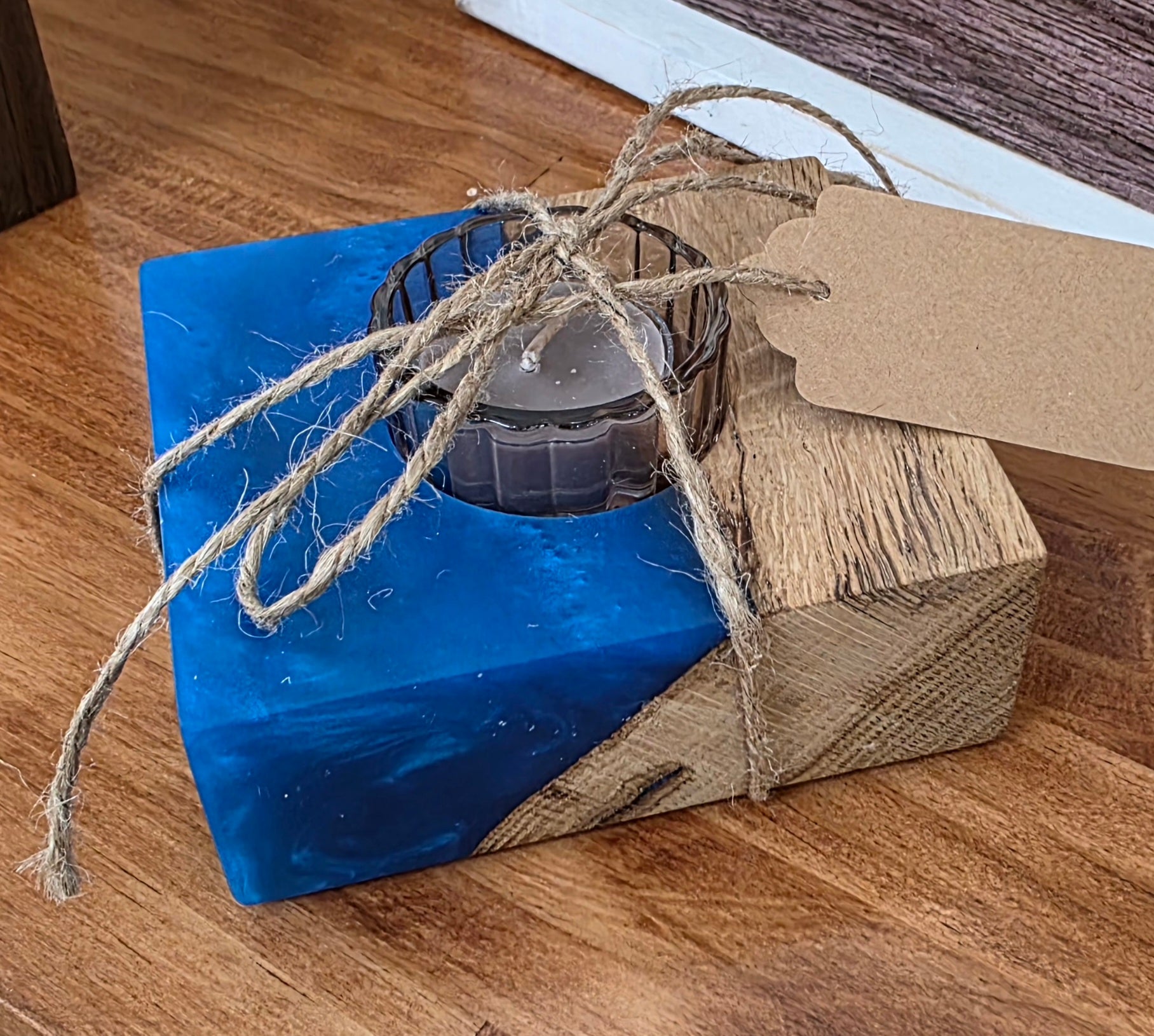 Handcrafted Wood & Epoxy Candle Holder