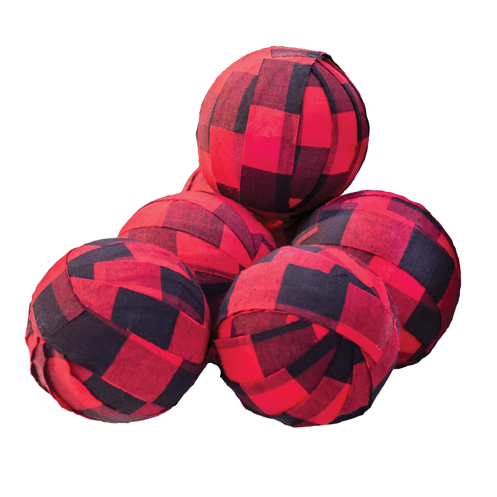 6/Set Red Buffalo Check Rag Balls